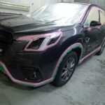 新車 フォレスター 下地処理 作業風景 長野市